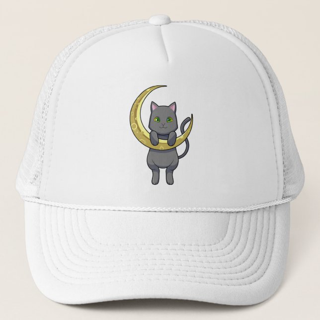 Cat Night Moon Truckerkappe (Vorderseite)