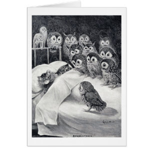 Cat Nightmare Owl Bird, Louis Wain