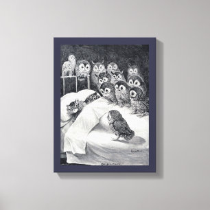 Cat Nightmare Owl Bird, Louis Wain Leinwanddruck