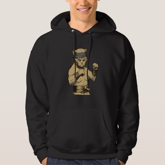 Cat Ninja Fighter Cat Practice Karate Hoodie (Vorderseite)