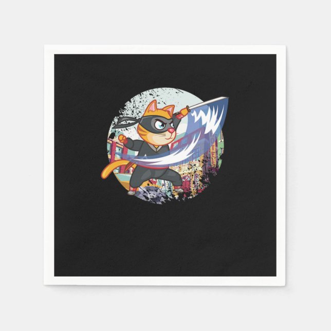 Cat Ninja Manga Anime Japanisch Manga Fans Geschen Serviette (Vorderseite)