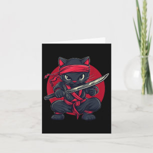 Cat Ninja Samurai Japan japanische Flagge Kawaii F Karte