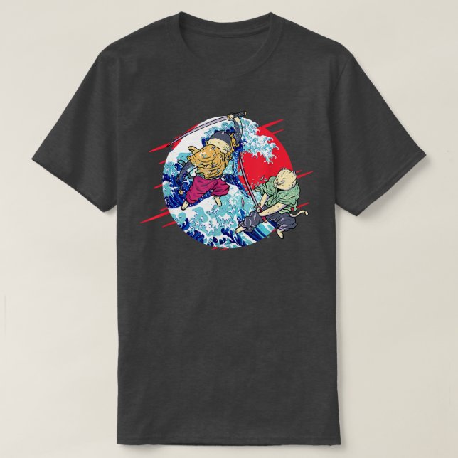 Cat Ninja Sinobi Samurai Schwerter Katana Kendo Ja T-Shirt (Design vorne)