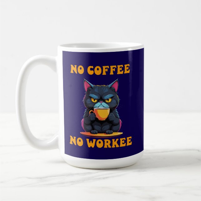 Cat No Coffee No Workee Funny Feline Tasse Geschen (Links)
