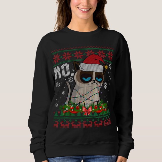 Cat No Grumpy Xmas Katzen Kein hässlicher Weihnach Sweatshirt (Vorderseite)