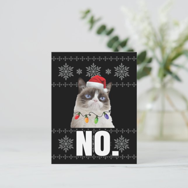 Cat No Grumpy Xmas Katzen Keine hässlichen Weihnac Postkarte (Stehend Vorderseite)