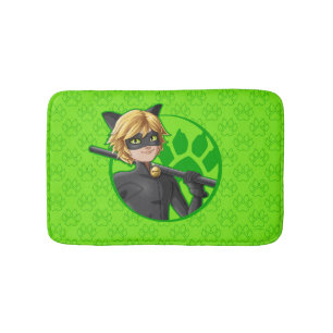 Cat Noir Green Abzeichen Badematte
