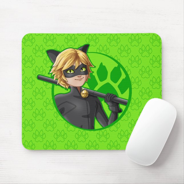 Cat Noir Green Abzeichen Mousepad (Mit Mouse)