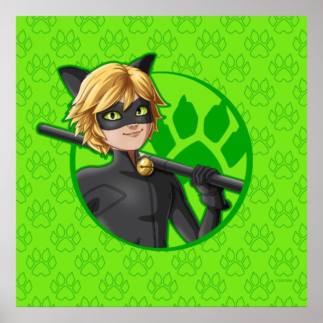 Cat Noir Green Abzeichen Poster (Vorne)