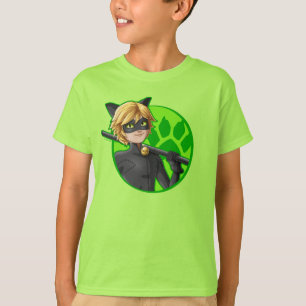 Cat Noir Green Abzeichen T-Shirt