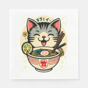 Cat Noodle Japanischer Anime ga Kawaii Cat Serviette