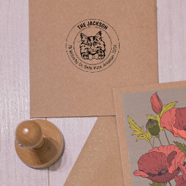 Cat Norwegische Waldfamilie Rücksendeadresse Gummistempel