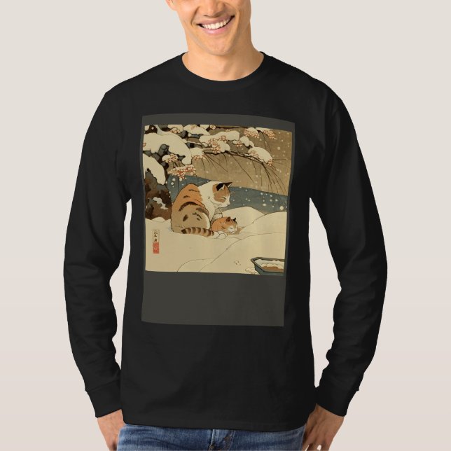 Cat Nursing Snow T-Shirt (Vorderseite)