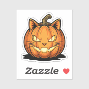 Cat O’Lantern - Glastiges Katzengefechtskamm Hallo Aufkleber