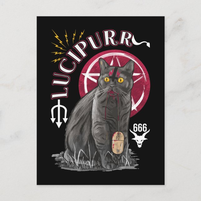 Cat Occult Kitten Gothic Animal Satan Postkarte (Vorderseite)