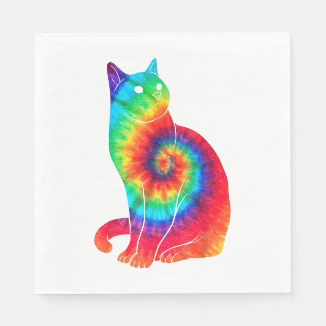 Cat Ocean Gefärbte Krawatte Rainbow Hippie Serviette (Vorderseite)