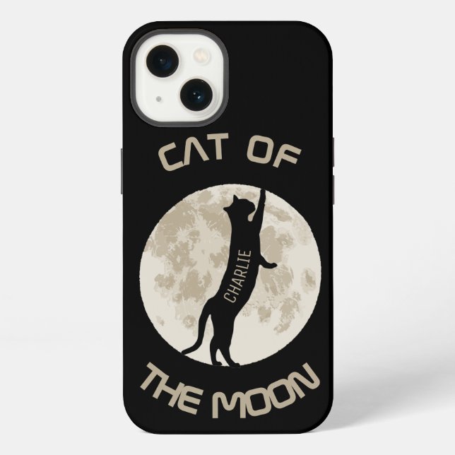 Cat Of The Moon Personalize name iPhone Hülle (Rückseite)