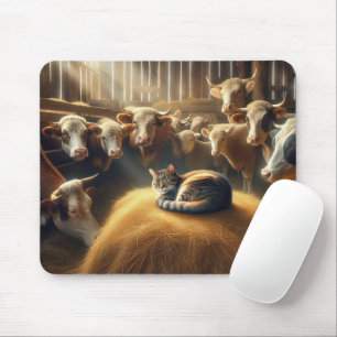Cat On a Hay Bale Mousepad
