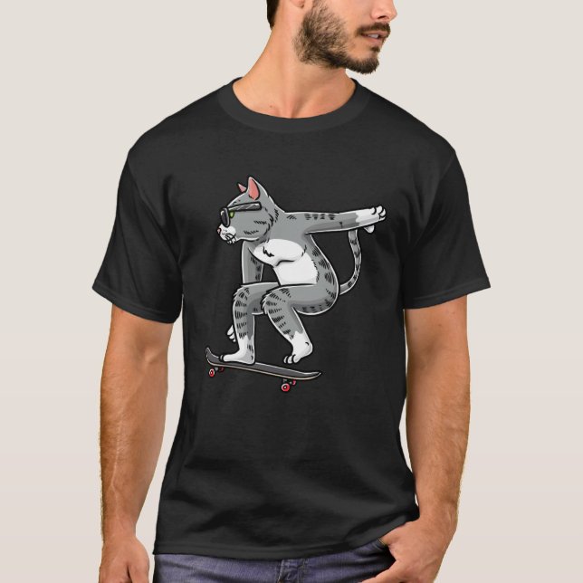 Cat On A Skateboard Skateboarding Skater Skateboar T-Shirt (Vorderseite)