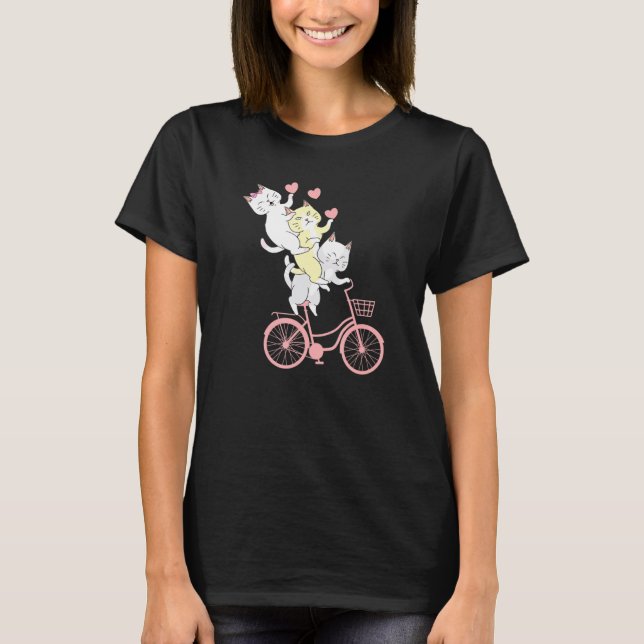 Cat on bike a Bicycle Reiten Niedliche Katze und B T-Shirt (Vorderseite)
