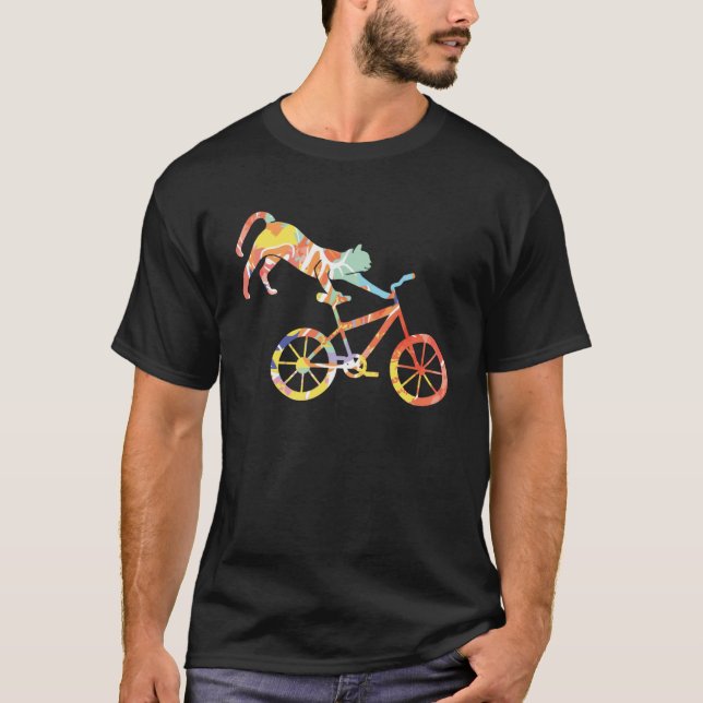 Cat on BMX bike Kitten Bike Radfahren Fahrrad T-Shirt (Vorderseite)