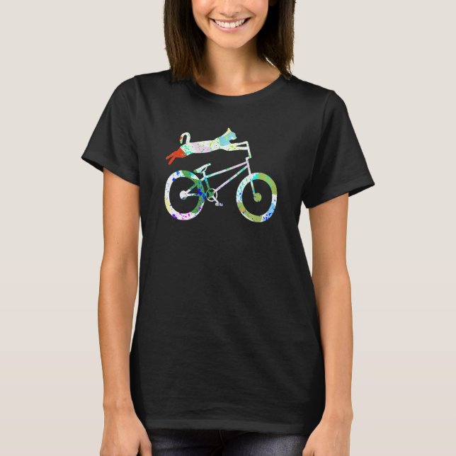 Cat on Bmx bike Kitten Bike Radfahren T-Shirt (Vorderseite)