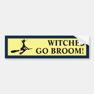 Cat On Broomstick Bumper Sticker Autoaufkleber
