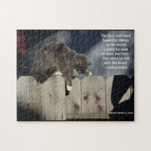 Cat on Fence #9 (Personalize Quote) Puzzle