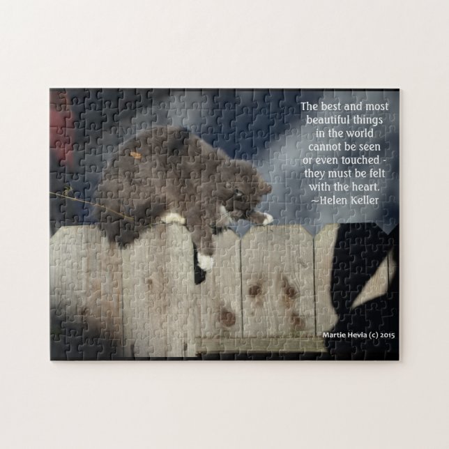 Cat on Fence #9 (Personalize Quote) Puzzle (Horizontal)