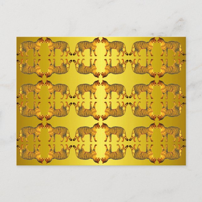 Cat on Gold Postcard Postkarte (Vorderseite)