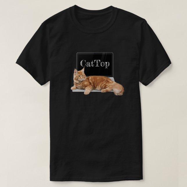 Cat on Laptop - CatTop T-Shirt (Design vorne)