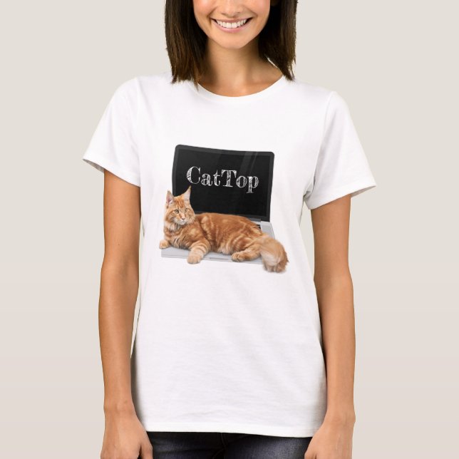 Cat on Laptop - CatTop T-Shirt (Vorderseite)