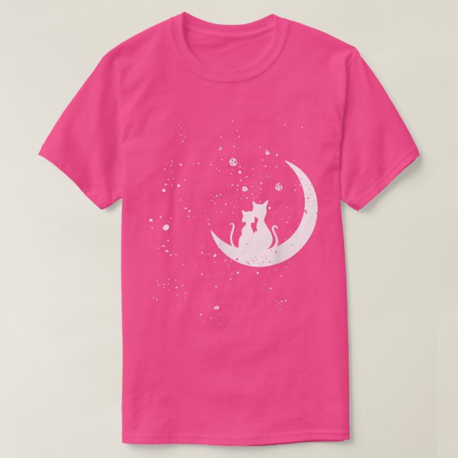 Cat On Moon Lazy Halloween Kostüm Niedlich Kitty K T-Shirt (Design vorne)
