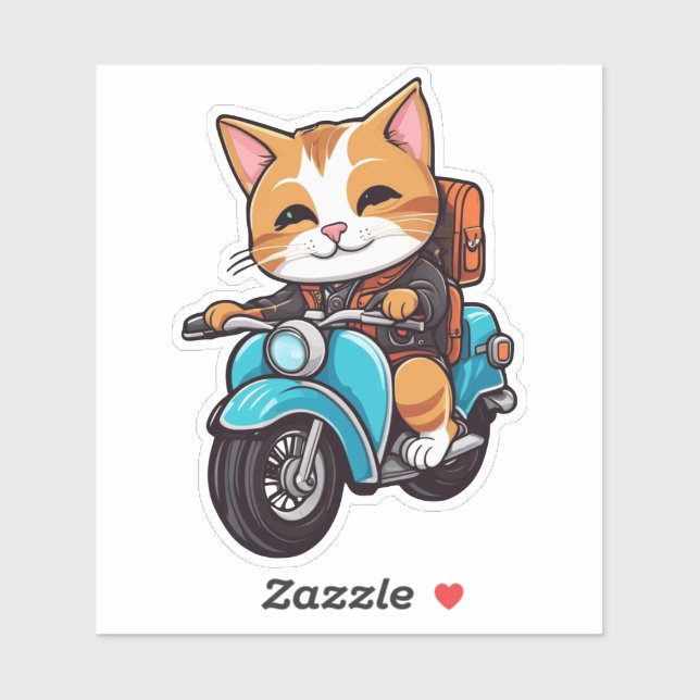 cat on motorcycle aufkleber (Blatt)
