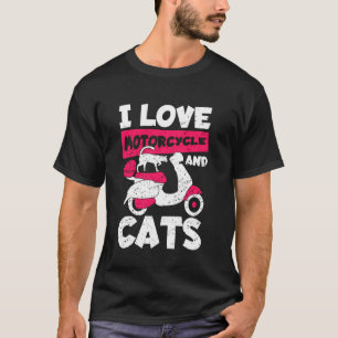 Cat on Motorrad Kitten Feline Dirtbike Scooter M T-Shirt