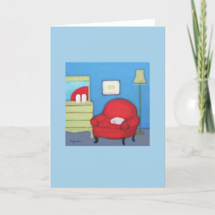 Cat on Red Chair Karte