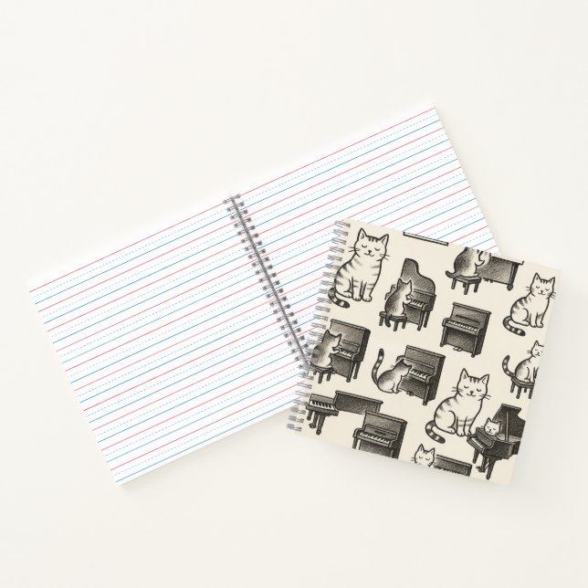 Cat on the Piano Notebook Notizbuch (Innenseite)