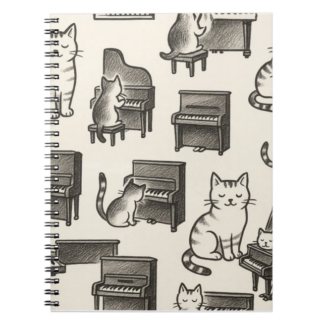 Cat on the Piano photo Notebook Notizblock (Vorderseite)