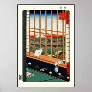 Cat on Window von Hiroshige 歌 川 広 重 Poster