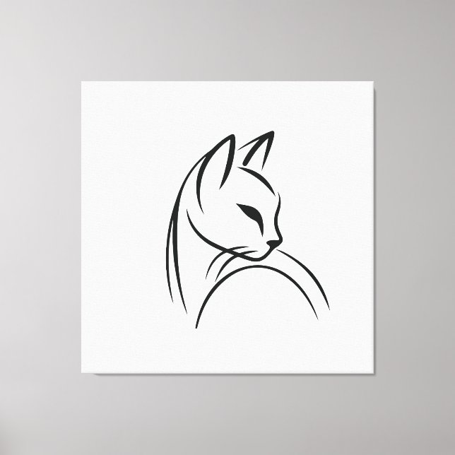 Cat one line minimalistisches Design Leinwanddruck (Vorderseite)