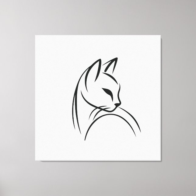 Cat one line minimalistisches Design Leinwanddruck (Vorderseite)