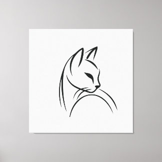 Cat one line minimalistisches Design Leinwanddruck