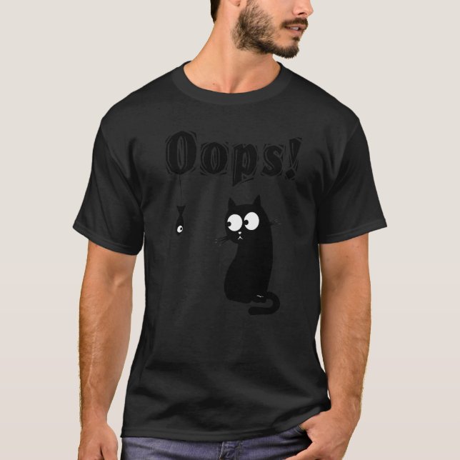 Cat Oops Black Cat T-Shirt (Vorderseite)