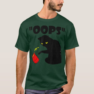 Cat Oops lustige schwarze Katze klopfen über einem T-Shirt