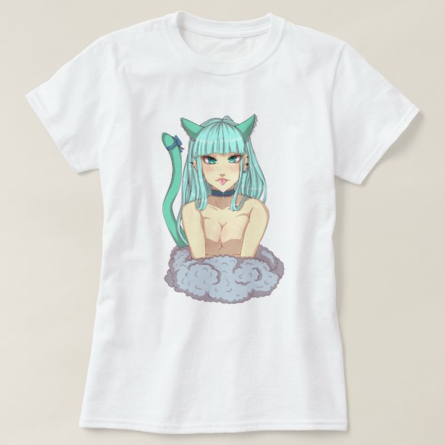 Cat Oppai Girl T-Shirt (Design vorne)