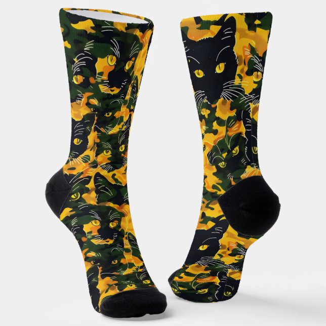 Cat Orange Pattern Socken (Gewinkelt)
