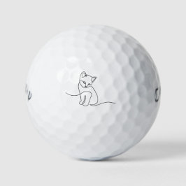 Cat Outline Minimalist Cat Mom Animal Lover Gift Golfball