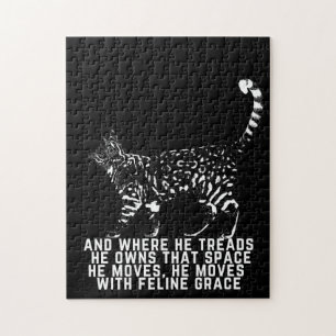 Cat outline with feline grace poem black jigsaw puzzle