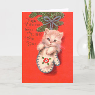 Cat Oven Handschuh - lustige Weihnachtskarte Feiertagskarte