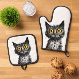 Cat Oven Mitt & Pot Holding Set